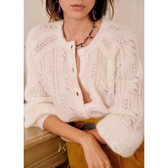 Sezane Sweaters - EUC Sézane Alma Wool Mohair Cardigan Ecru XS